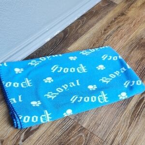 Royal Pooch Blue White Dog Paw Pawprint Throw Blanket